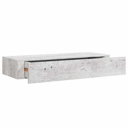 Étagère à tiroir murale Gris béton 60x23,5x10 cm MDF