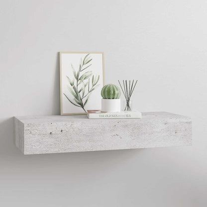 Étagère à tiroir murale Gris béton 60x23,5x10 cm MDF