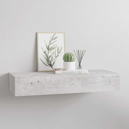 Étagère à tiroir murale Gris béton 60x23,5x10 cm MDF