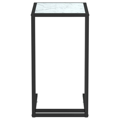 Table d'appoint ordinateur Marbre blanc 50x35x65cm Verre trempé