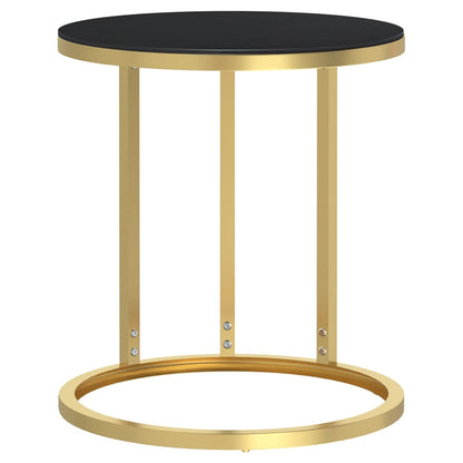 Table d'appoint Doré et noir 45 cm Verre trempé