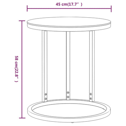 Table d'appoint Doré et marbre noir 45 cm Verre trempé