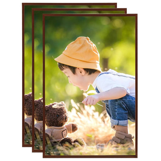 Collage de cadres photo 3 pcs de mur table Bronze 70x90 cm MDF
