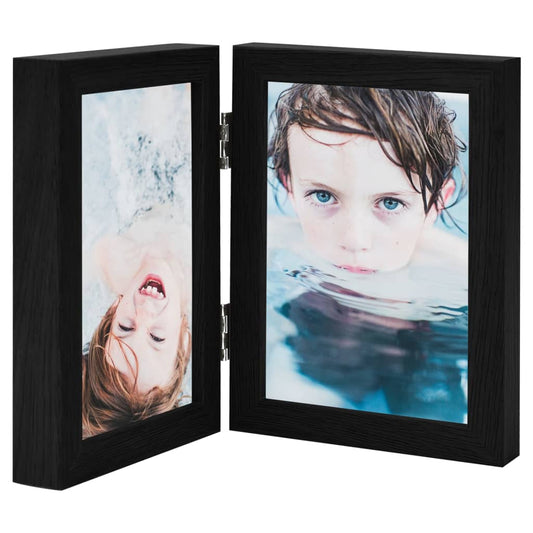 Cadre photo dépliable en deux Noir 2x(13x18 cm)