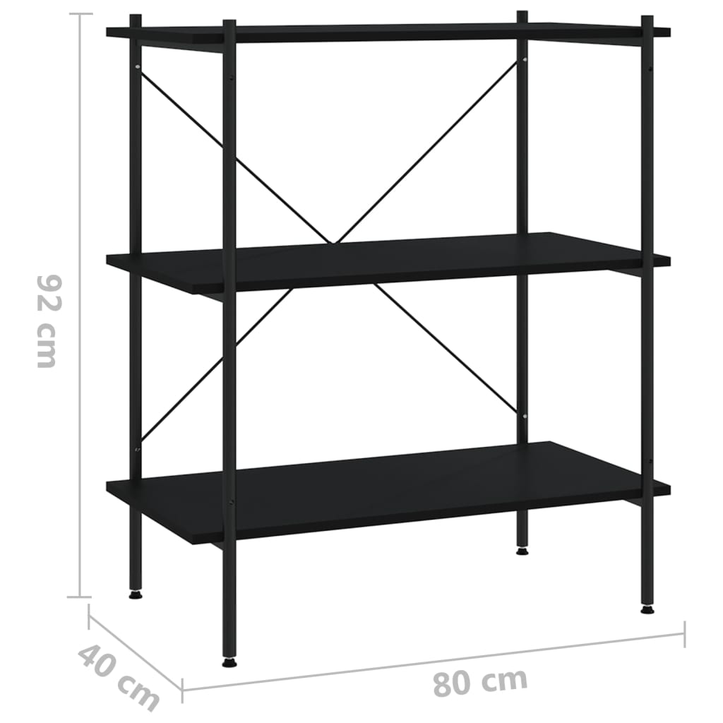 Étagère à 3 niveaux Noir 80x40x92 cm