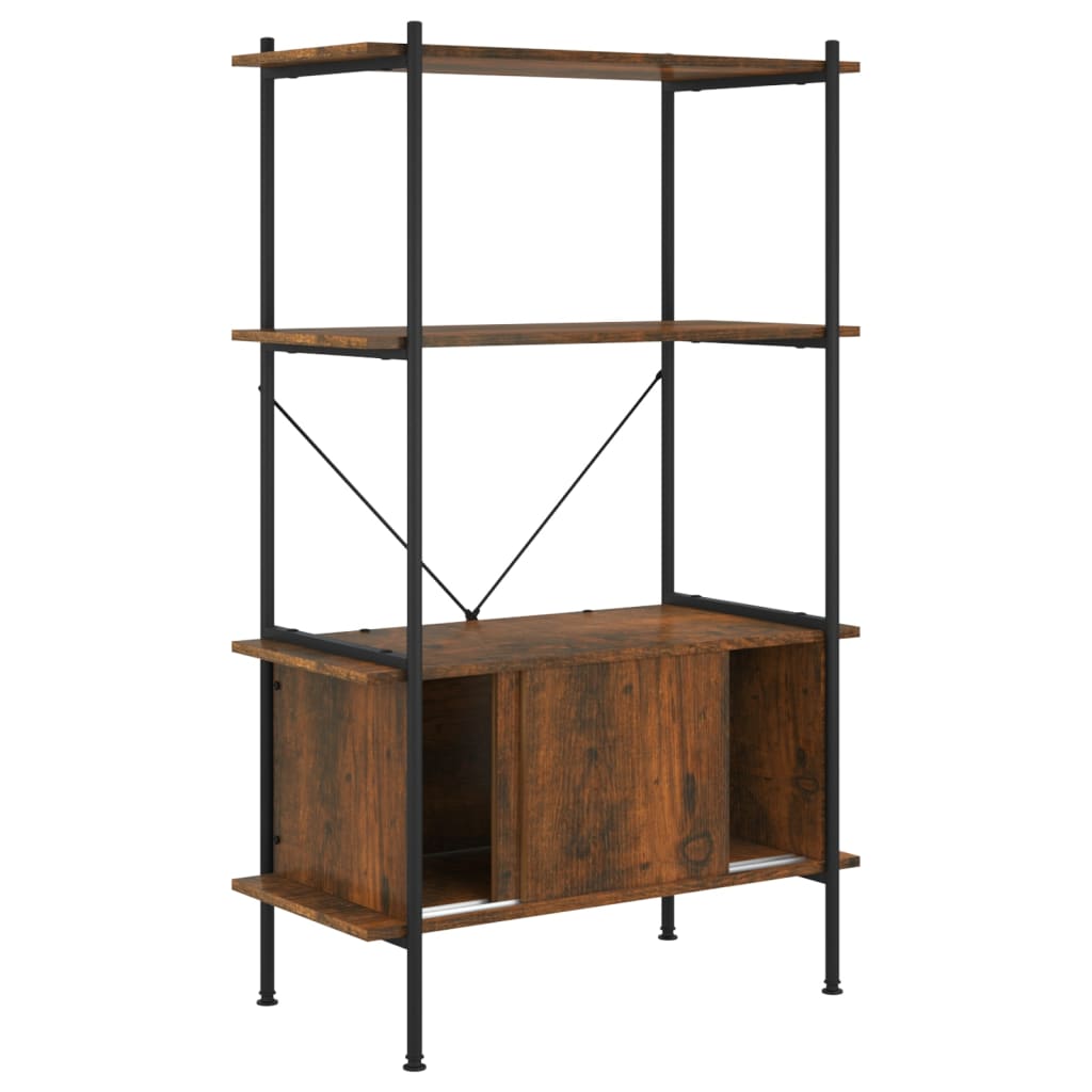 Étagère à 4 niveaux armoire 80x40x130cm Acier bois d'ingénierie