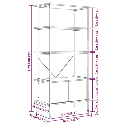 Étagère à 5 niveaux armoire 80x40x163cm Acier bois d'ingénierie