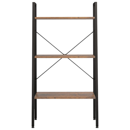Étagère sur pied 3 niveaux Marron foncé et noir 56x35x108 cm