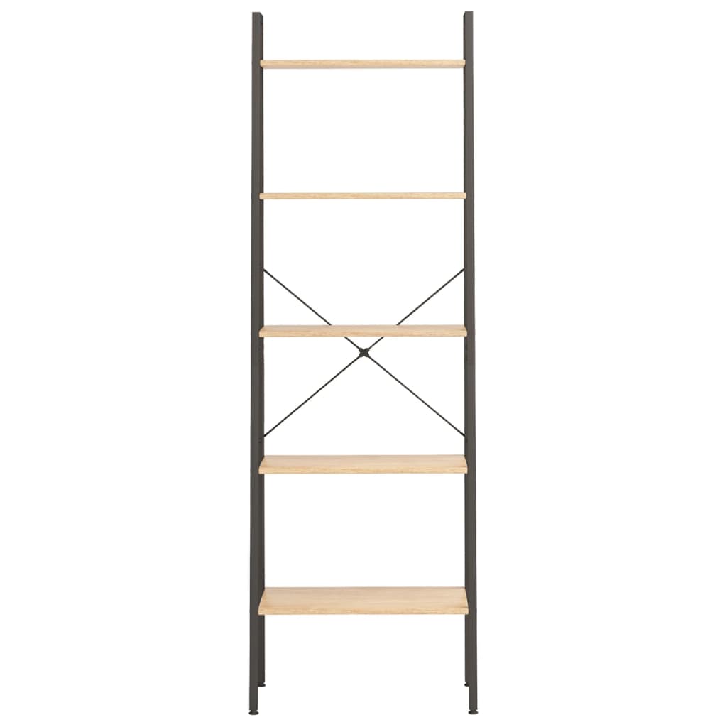 Étagère sur pied 5 niveaux Marron clair et noir 56x35x174 cm