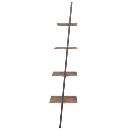 Étagère inclinée à 4 niveaux Marron foncé et noir 64x34x150,5cm