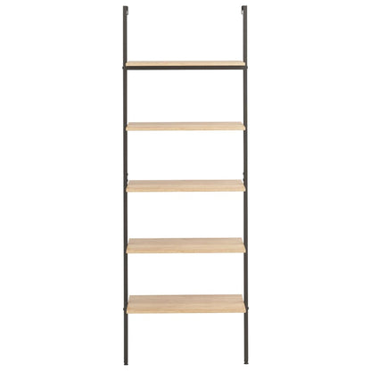 Étagère inclinée à 5 niveaux Marron clair et noir 64x35x185cm