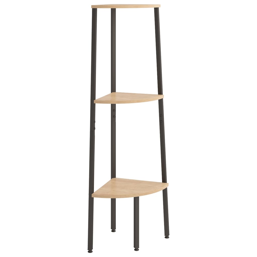 Étagère d'angle 3 niveaux Marron clair et noir 45,5x31,5x120 cm