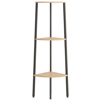 Étagère d'angle 3 niveaux Marron clair et noir 45,5x31,5x120 cm
