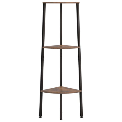 Étagère d'angle 3 niveaux Marron foncé et noir 45,5x31,5x120 cm