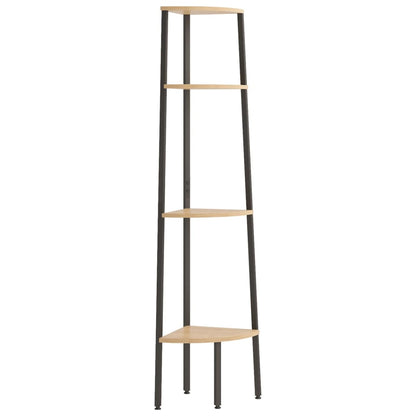 Étagère d'angle 4 niveaux Marron clair et noir 45,5x31,5x150 cm