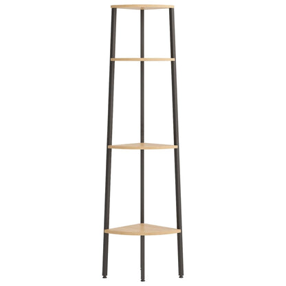 Étagère d'angle 4 niveaux Marron clair et noir 45,5x31,5x150 cm