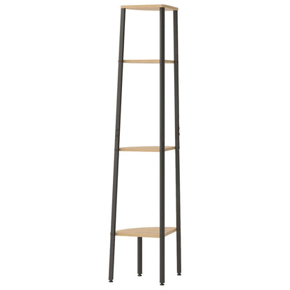 Étagère d'angle 4 niveaux Marron clair et noir 45,5x31,5x150 cm
