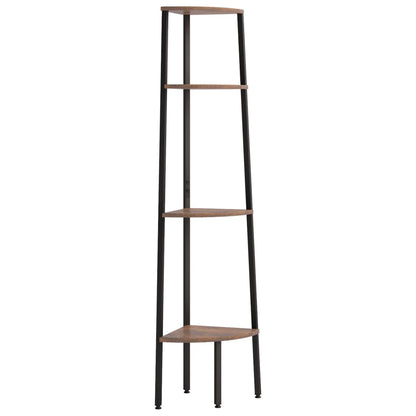 Étagère d'angle 4 niveaux Marron foncé et noir 45,5x31,5x150 cm