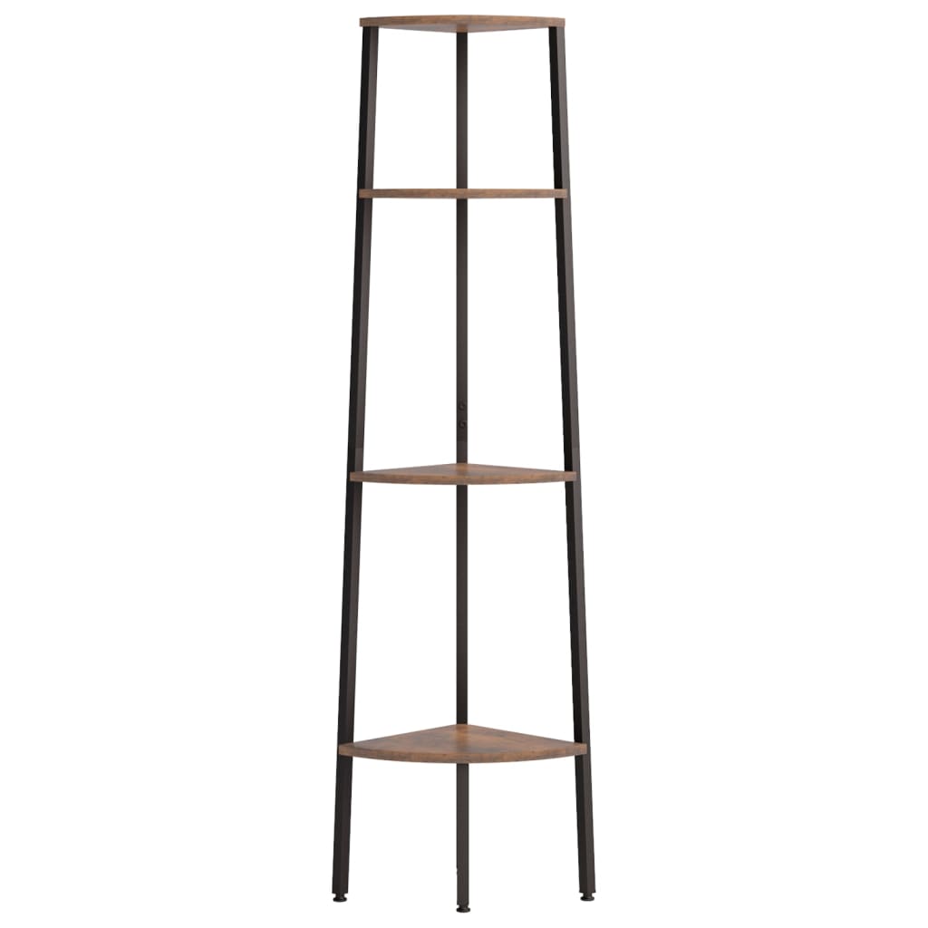 Étagère d'angle 4 niveaux Marron foncé et noir 45,5x31,5x150 cm