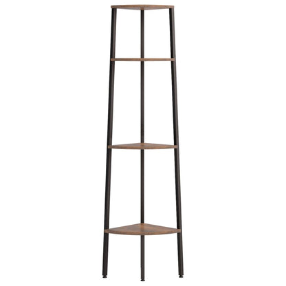 Étagère d'angle 4 niveaux Marron foncé et noir 45,5x31,5x150 cm
