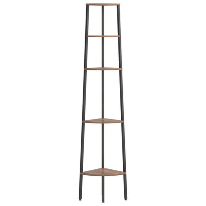 Étagère d'angle 5 niveaux Marron foncé et noir 45,5x31,5x180 cm