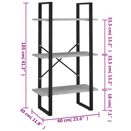 Étagère de rangement gris béton 60x30x105 cm bois d'ingénierie