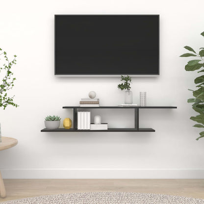 Étagère TV murale Noir 125x18x23 cm Bois d’ingénierie