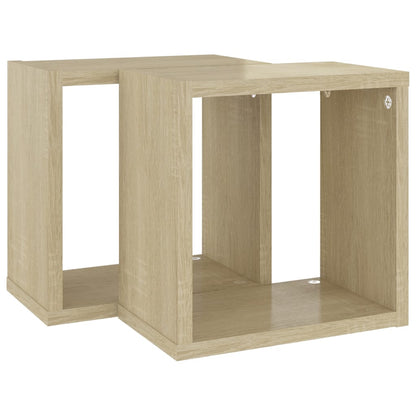 Étagères cube murales 2 pcs Chêne sonoma 26x15x26 cm