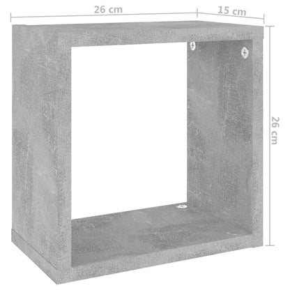 Étagères cube murales 4 pcs Gris béton 26x15x26 cm