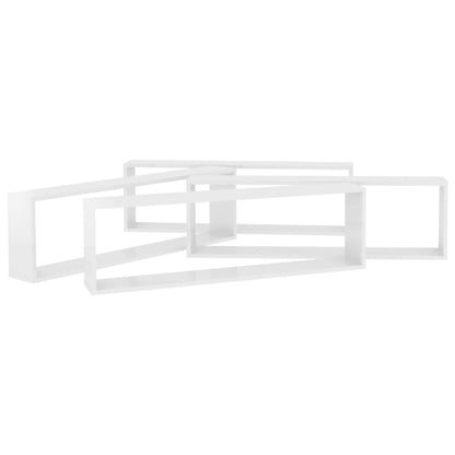 Étagères cube murales 4 pcs blanc brillant bois d'ingénierie
