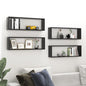 Étagères cube murales 4pcs Noir brillant 80x15x26,5 cm
