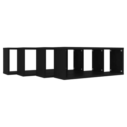 Étagères murales cube 4 pcs Noir 60x15x23 cm Bois d’ingénierie