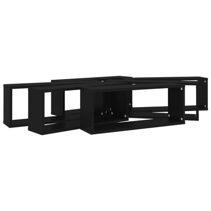 Étagères murales cube 6 pcs Noir 60x15x23 cm Bois d’ingénierie