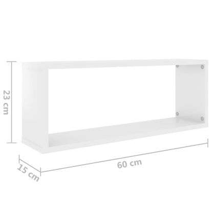 Étagères murales cube 2 pcs Blanc brillant Bois d’ingénierie