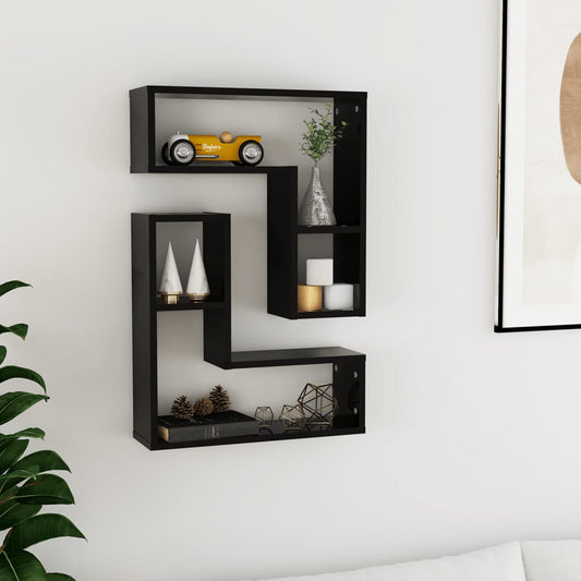 Étagères murales 2 pcs noir 50x15x50 cm bois d'ingénierie
