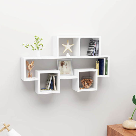 Étagère murale forme d'auto Blanc 82x15x51 cm Bois d’ingénierie