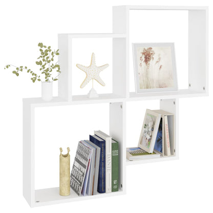Étagère murale cube Blanc 80x15x78,5 cm Bois d’ingénierie