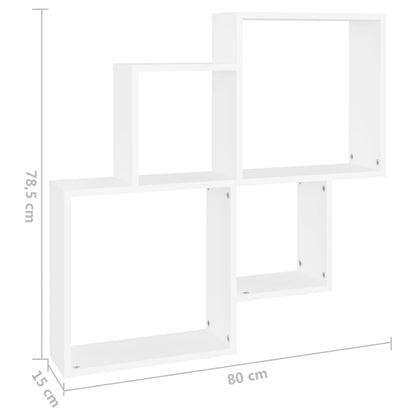 Étagère murale cube Blanc 80x15x78,5 cm Bois d’ingénierie