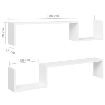 Étagères murales 2 pcs blanc 100x15x20 cm bois d'ingénierie