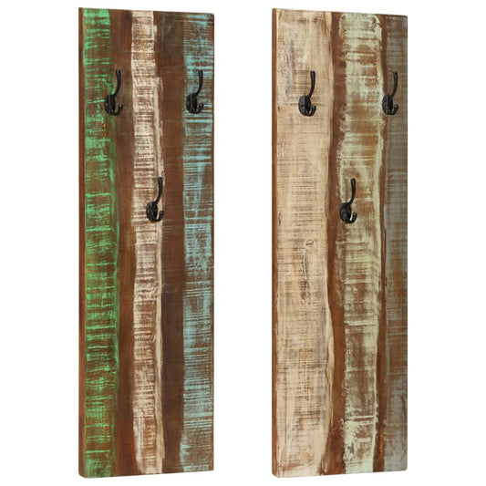 Perchero de pared 2 piezas 36x3x110cm Madera maciza recuperada