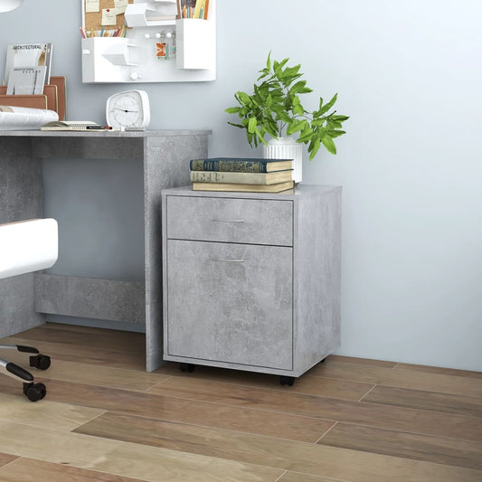Armoire à roulettes Gris béton 45x38x54 cm Bois d’ingénierie