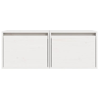 Armoires murales 2 pcs Blanc 45x30x35 cm Bois de pin massif