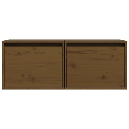 Armoires murales 2pcs Marron miel 45x30x35cm Bois de pin massif