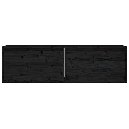 Armoires murales 2 pcs Noir 60x30x35 cm Bois de pin massif