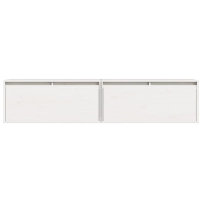 Armoires murales 2 pcs Blanc 80x30x35 cm Bois de pin massif