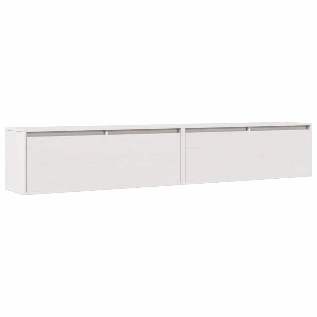 Armoires murales 2 pcs Blanc 100x30x35 cm Bois de pin massif