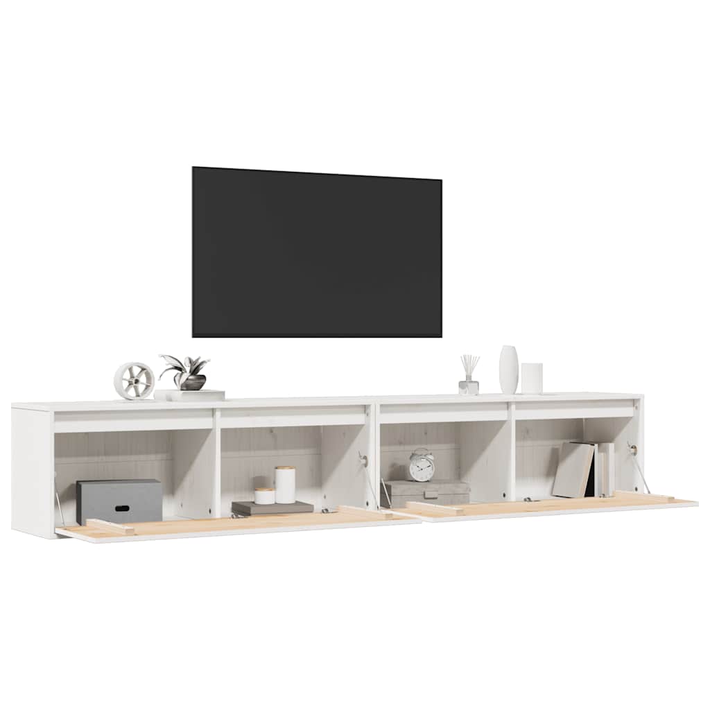 Armoires murales 2 pcs Blanc 100x30x35 cm Bois de pin massif