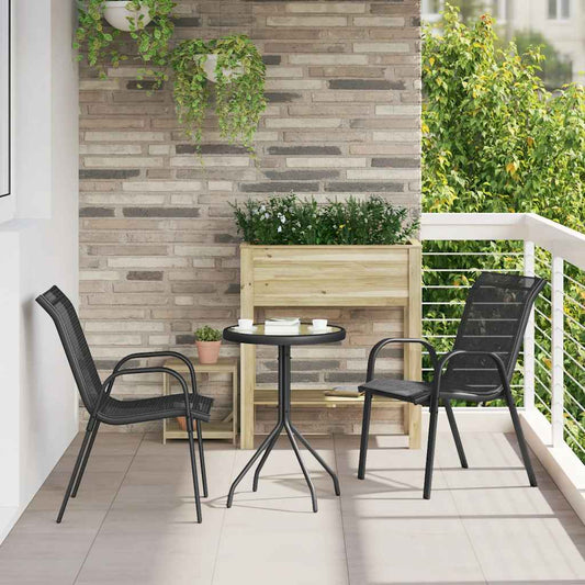 Chaises empilables de jardin lot de 2 Noir Tissu textilène
