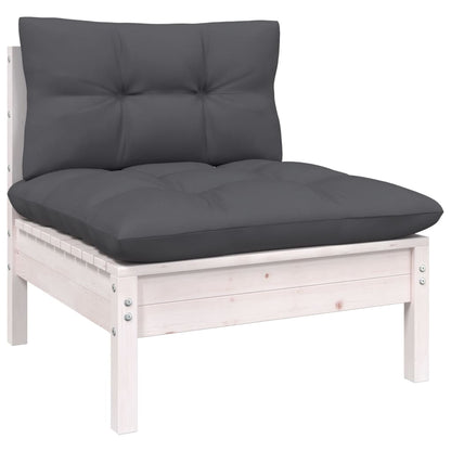 Canapé 4 places de jardin avec coussins anthracite Bois de pin