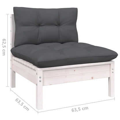 Canapé 4 places de jardin avec coussins anthracite Bois de pin